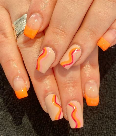 orange french tip nails